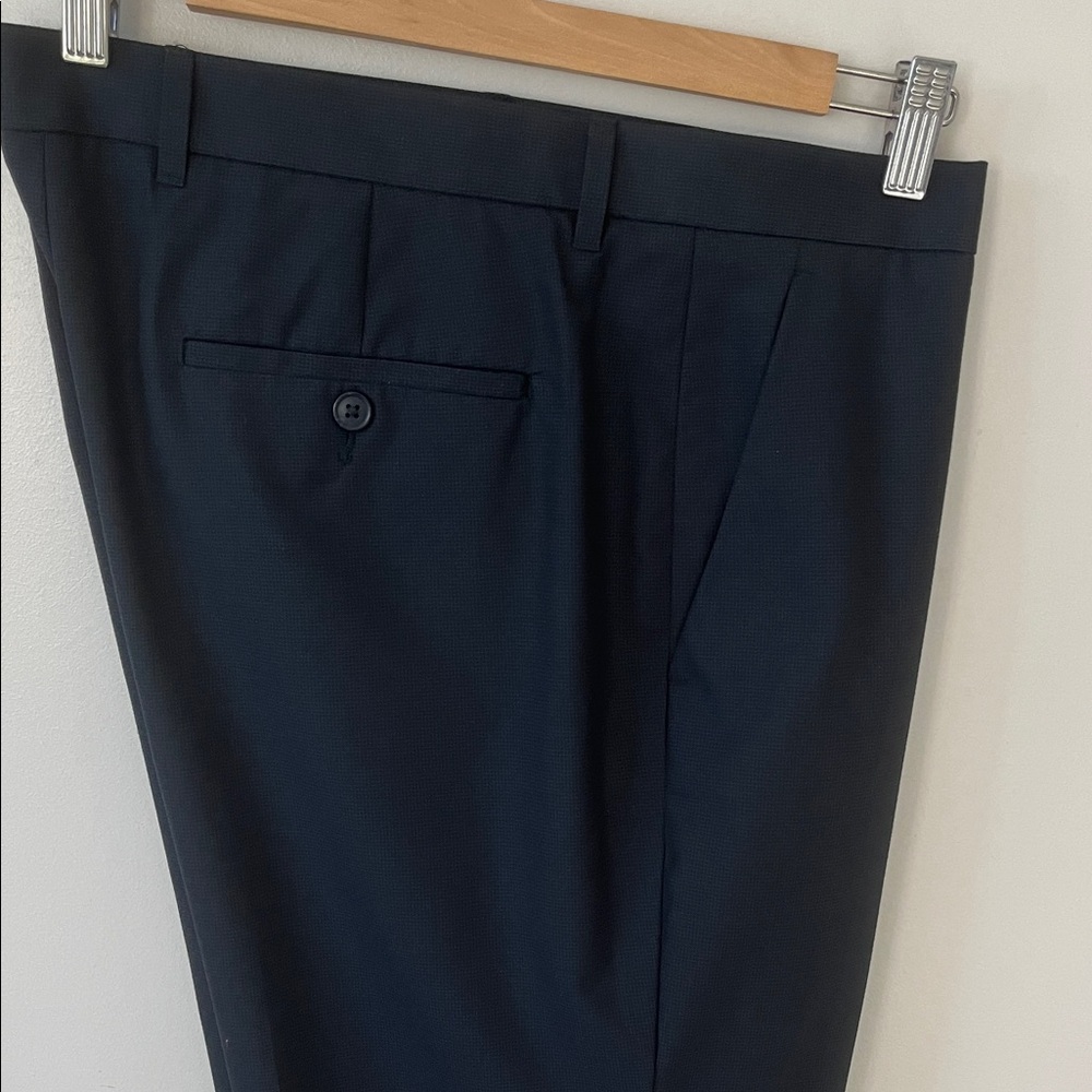 Perry Ellis Navy Slim Fit Flat Front Dress Pants
